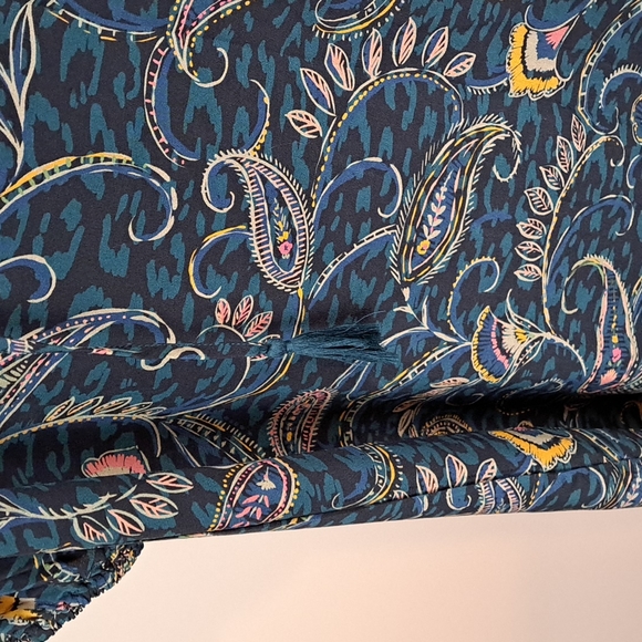 Jade by Johnny Was size S 100% silk elastic sleeves green floral tunic dress - Picture 4 of 5